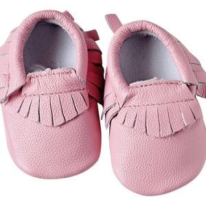 Genuine Leather Moccasins - Light Pink